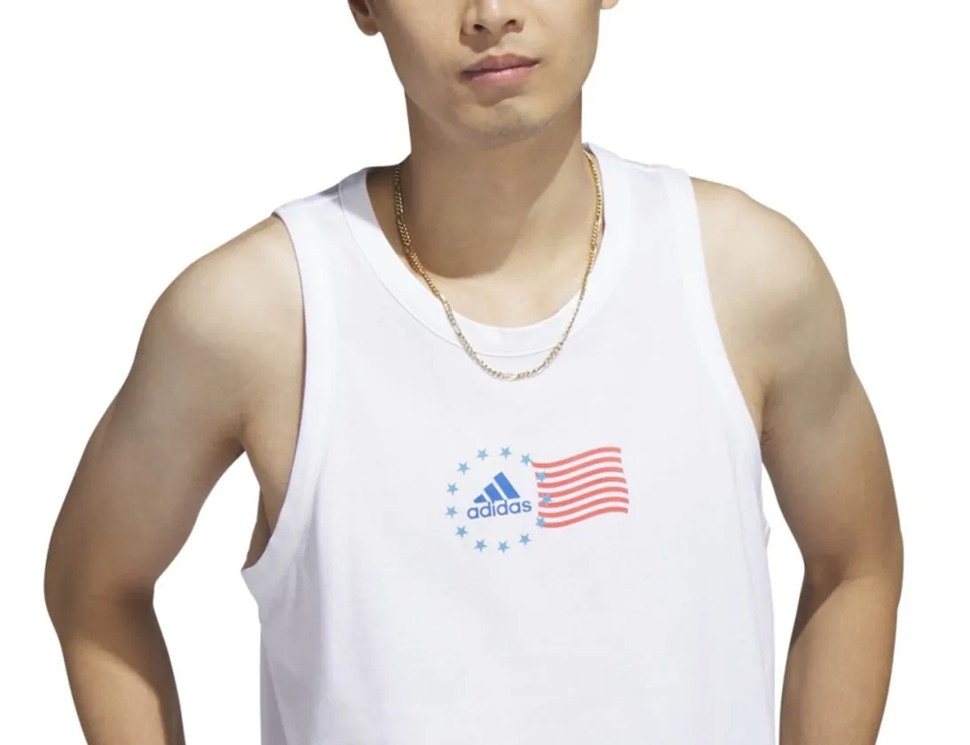 adidas Men's American Flag Tank White Size X-Large