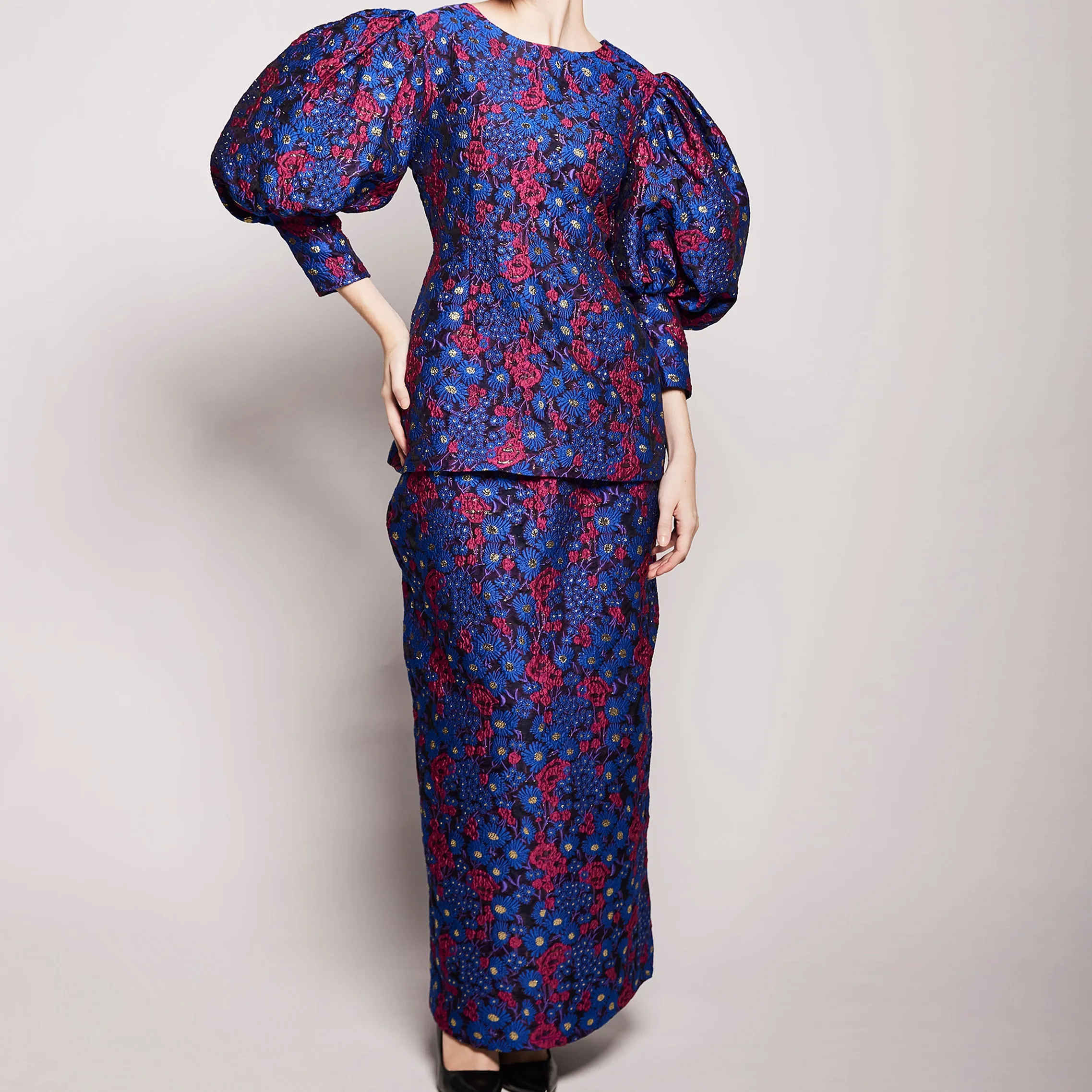 Aeni Brocade Puff Sleeve Kurung