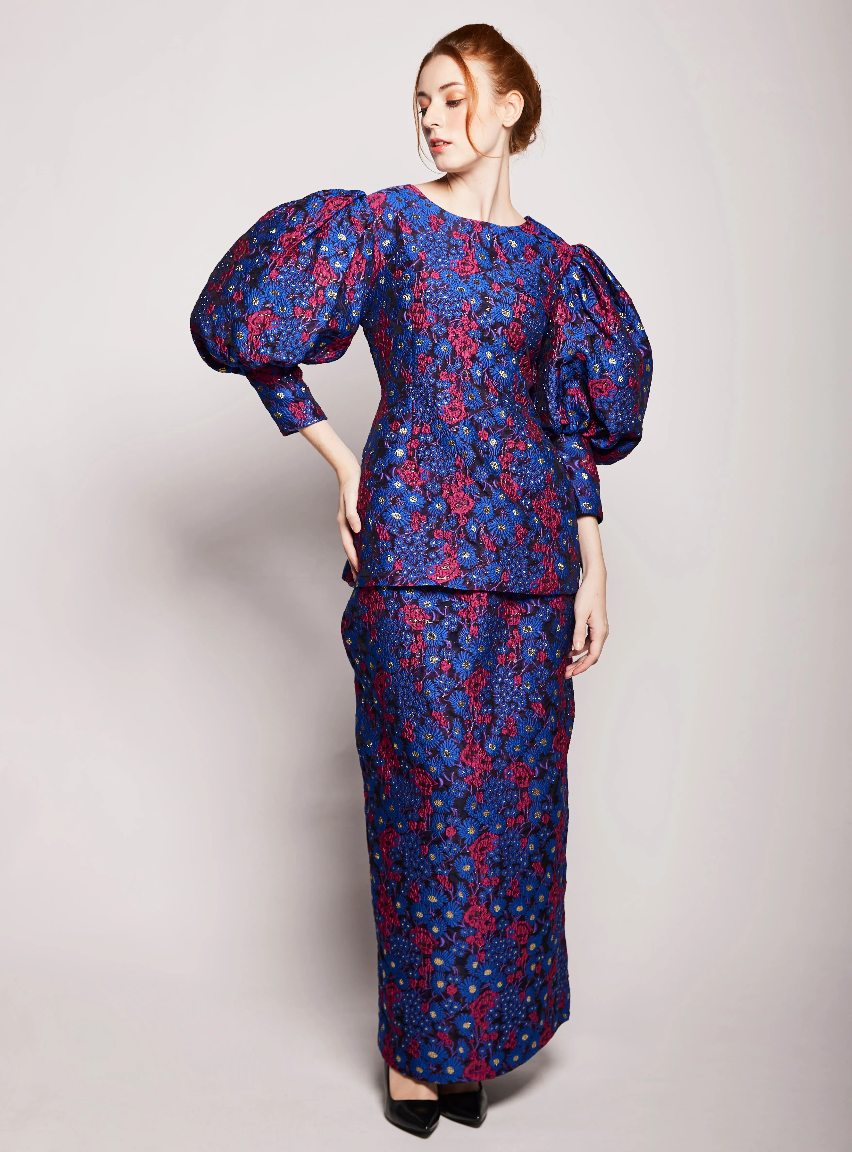 Aeni Brocade Puff Sleeve Kurung