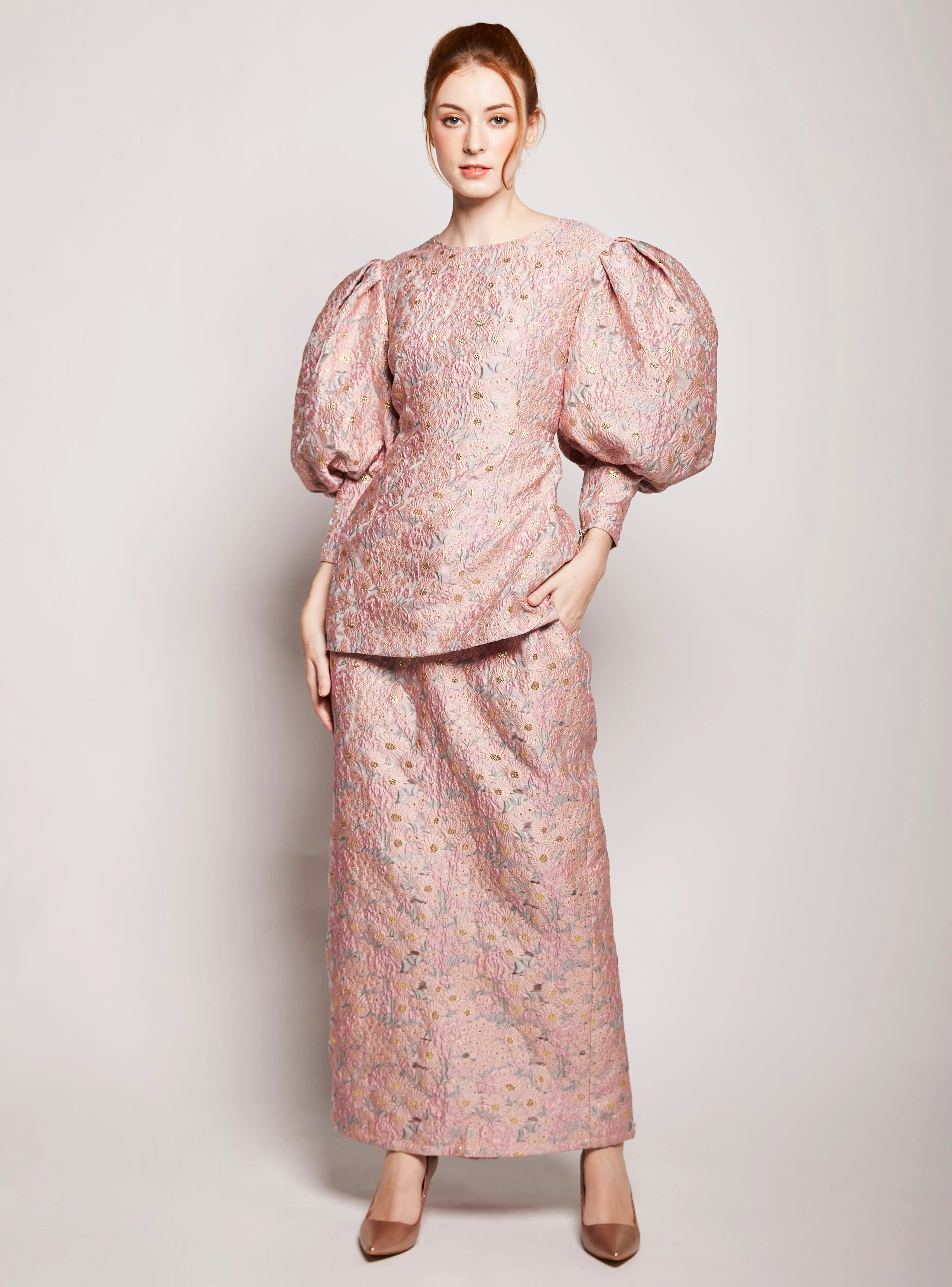 Aeni Brocade Puff Sleeve Kurung