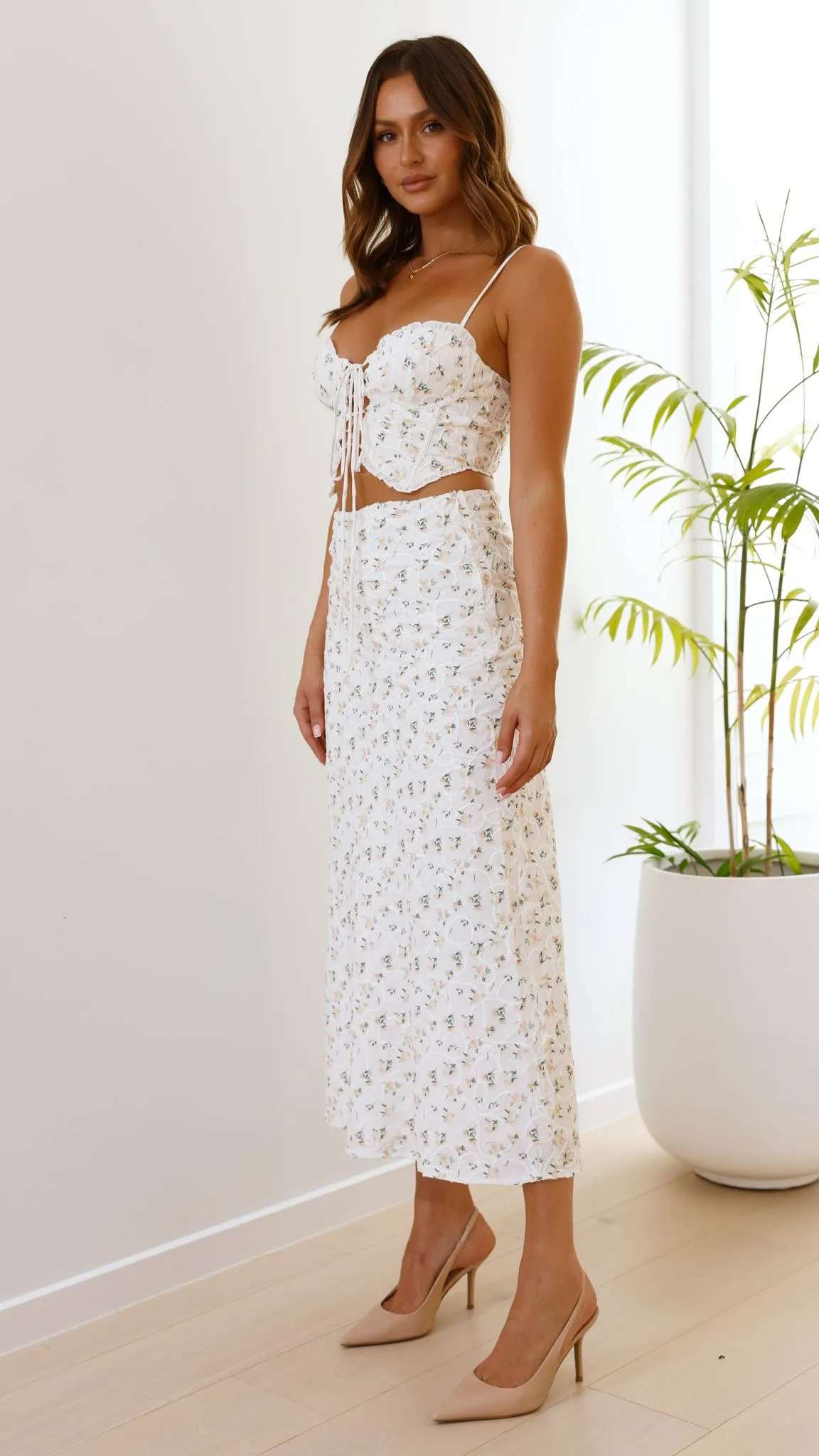 Aretha Maxi Skirt - White/Yellow Floral