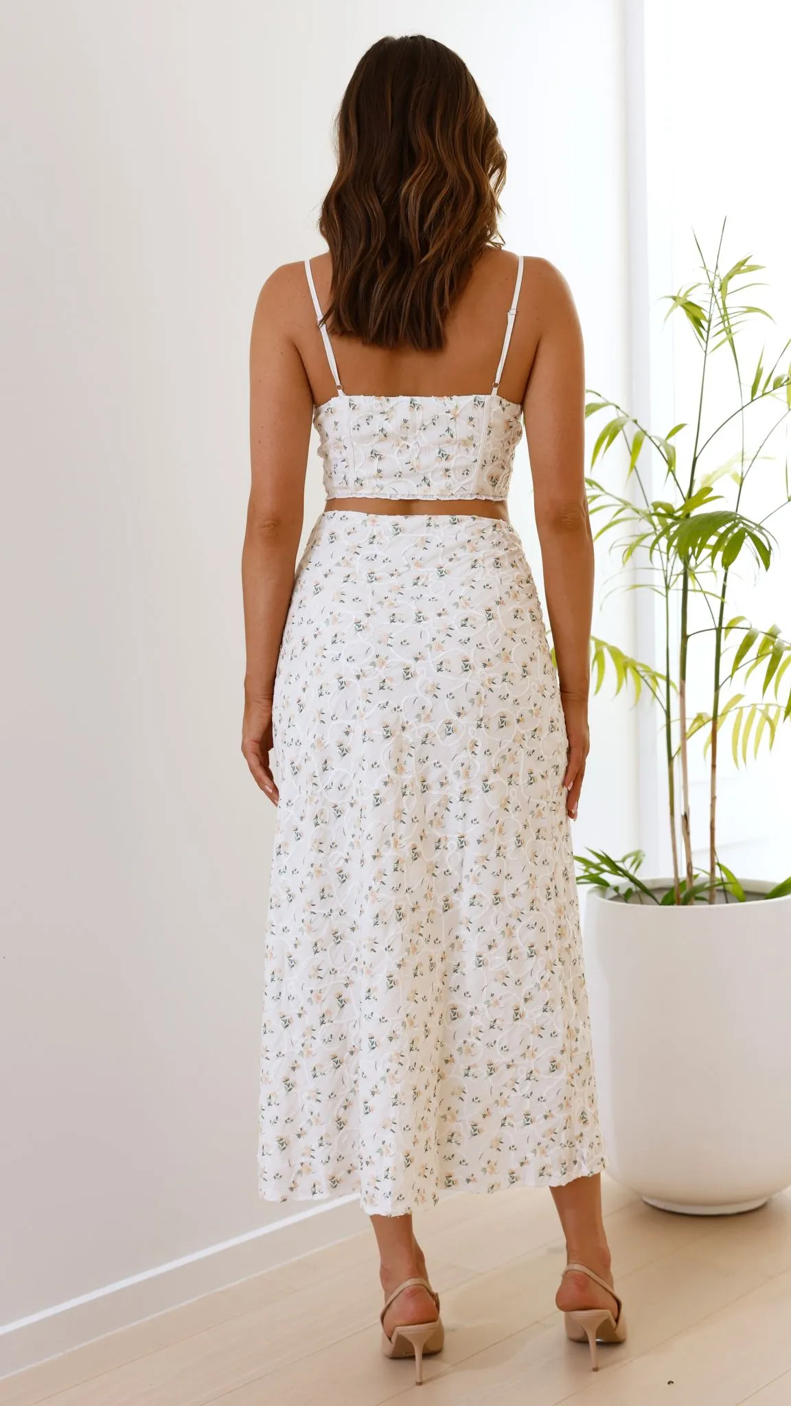 Aretha Maxi Skirt - White/Yellow Floral