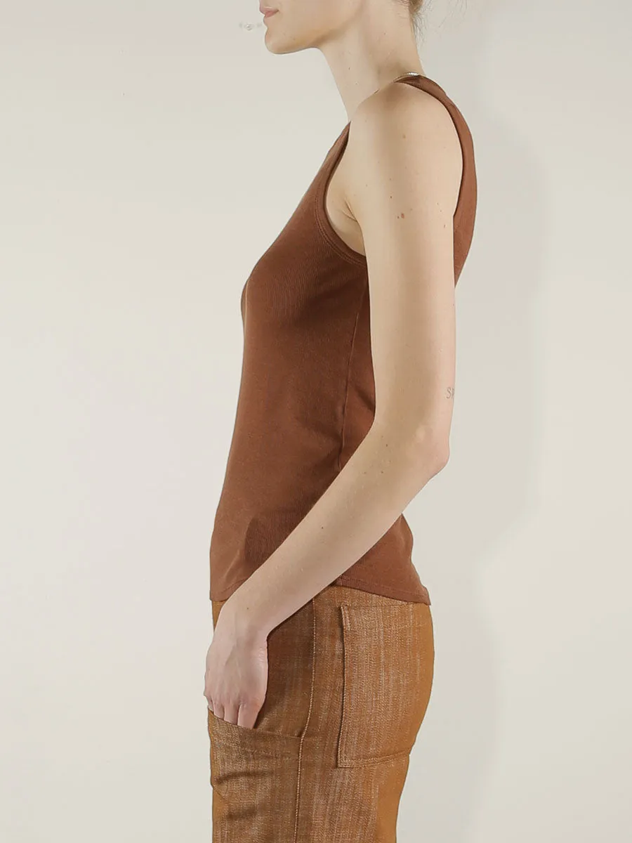 Athena Hi-Neck Tank in Lightweight Rib - Umber