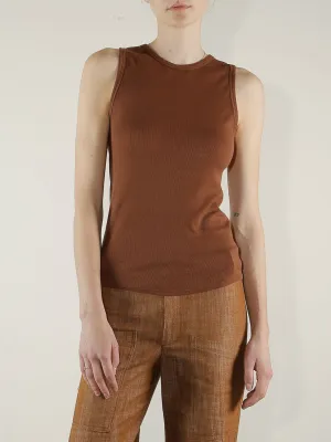 Athena Hi-Neck Tank in Lightweight Rib - Umber