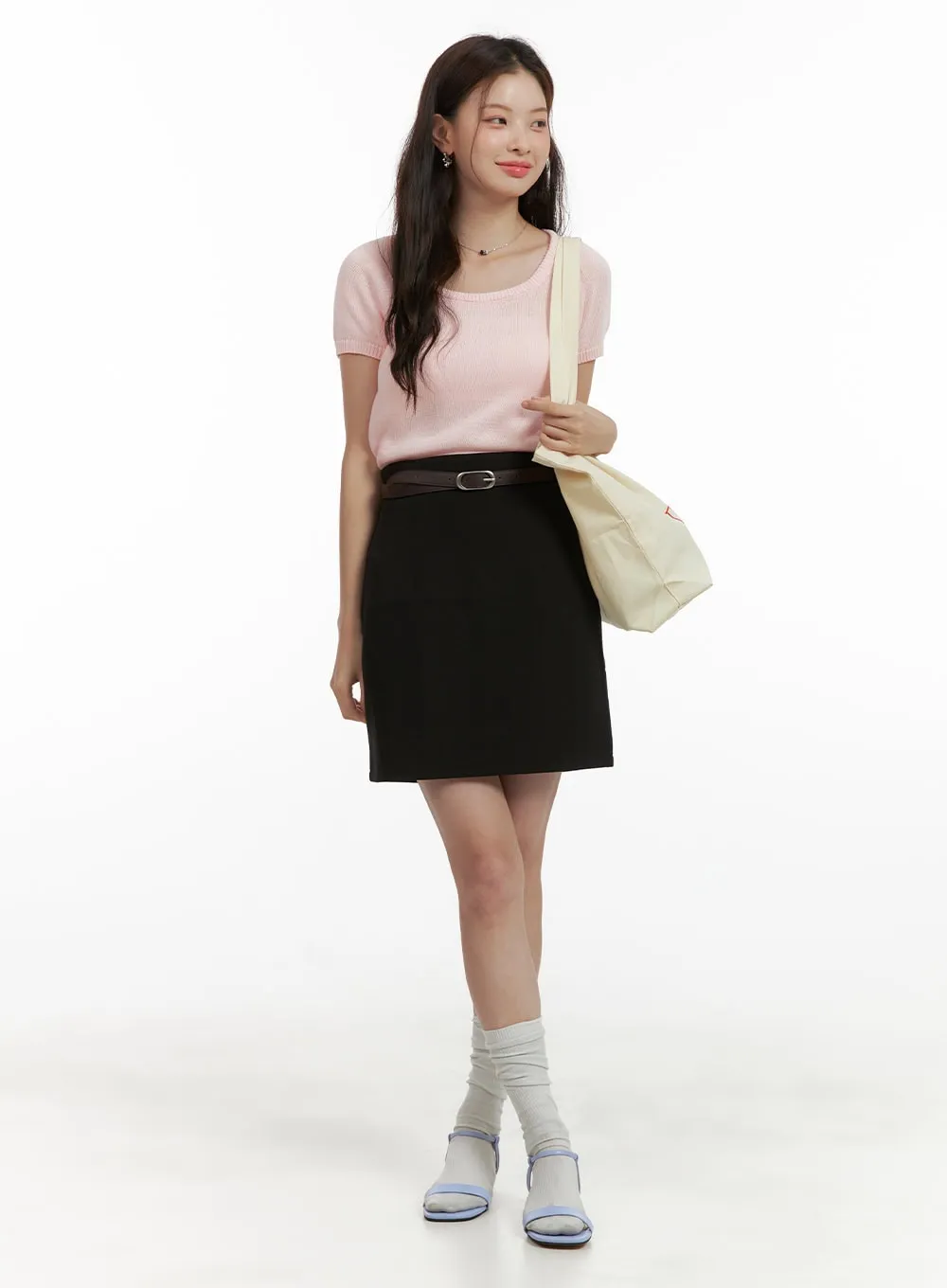 Basic High Waist Mini Skirt OU411