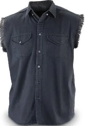 Biker denim cutoff sleeve shirt - Black