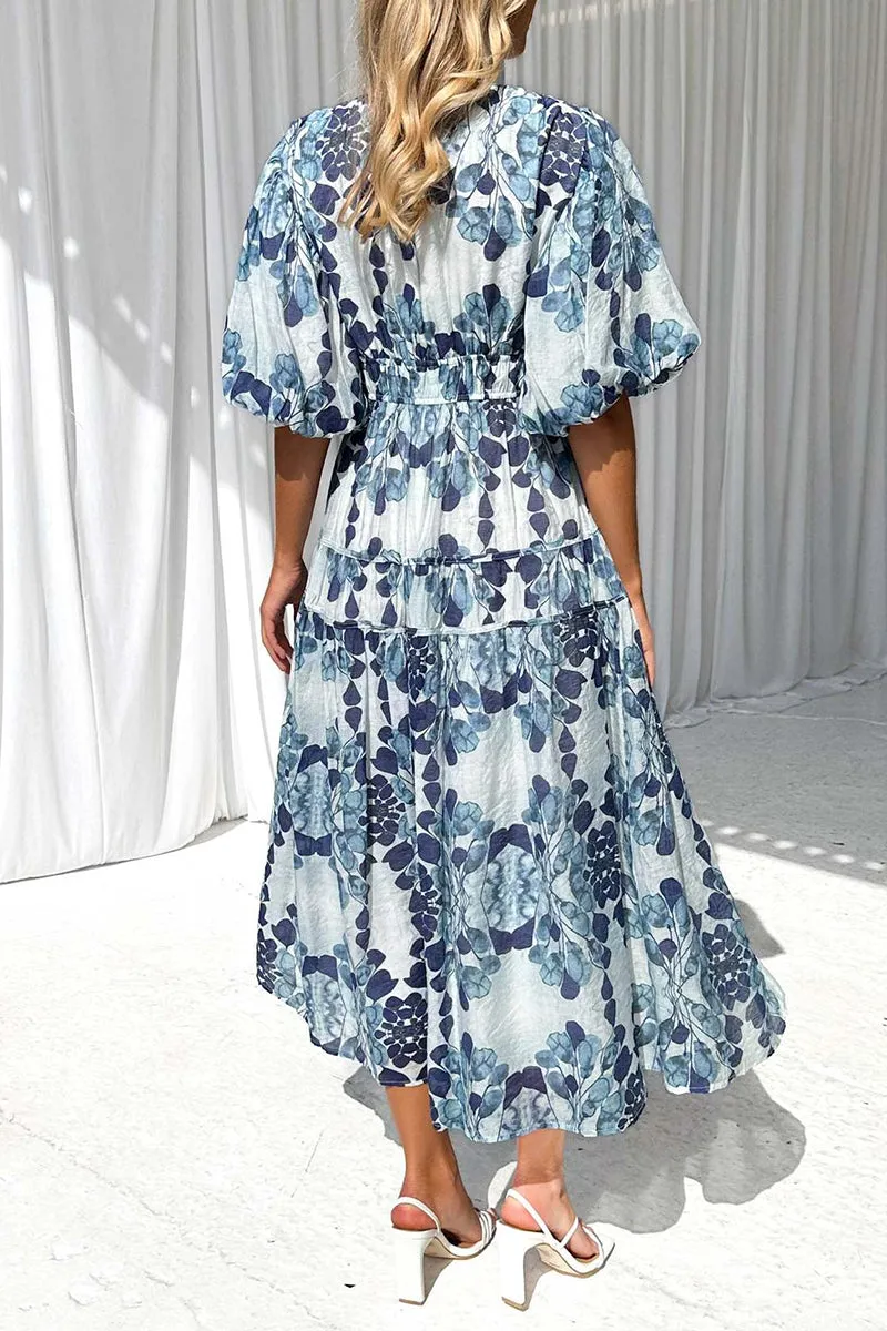 Bohemian Elegant Floral Patchwork V Neck A Line Dresses