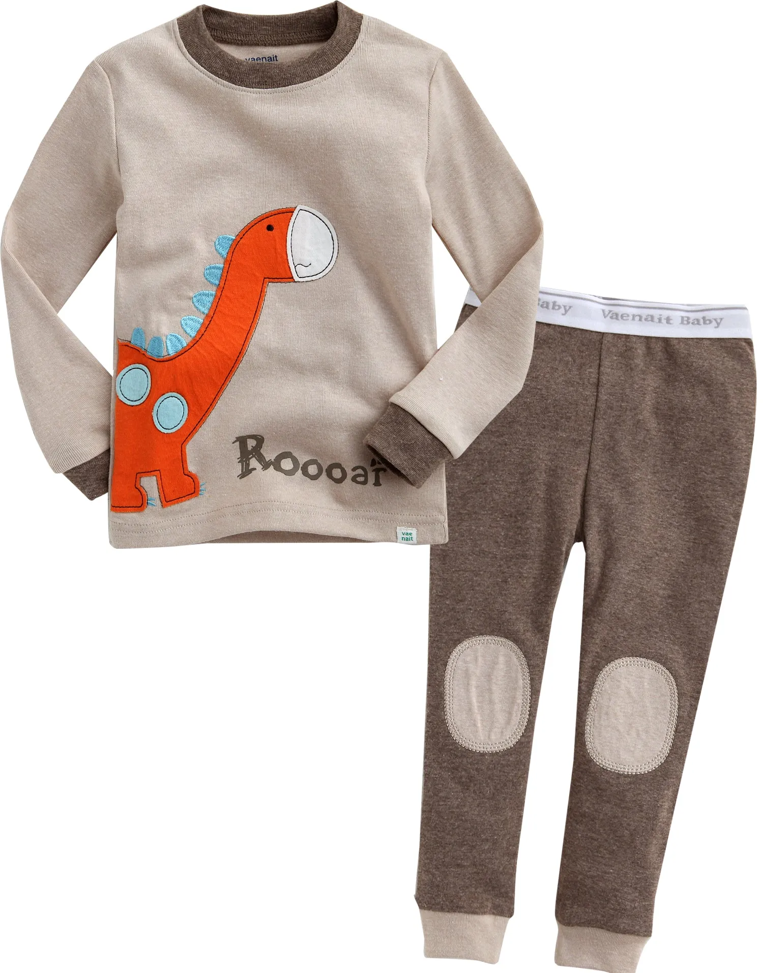 Brown Dino Long Sleeve Pajamas