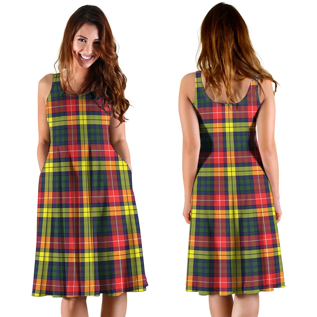 Buchanan Modern Tartan Sleeveless Midi Womens Dress