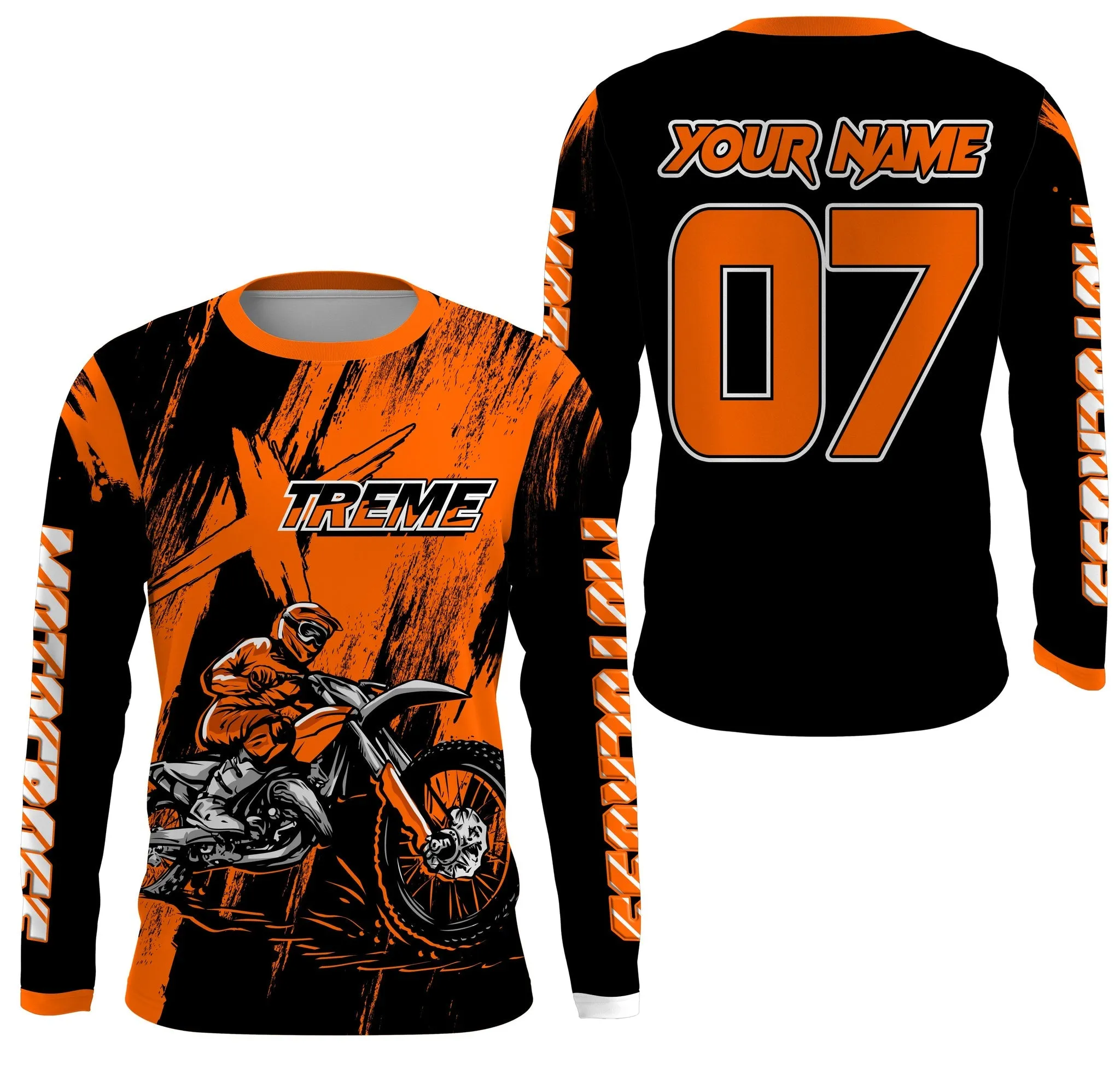 Custom Dirt Bike Jersey Men Women Kid UPF30  Orange Motocross Off-Road Jersey MX Riding Shirt