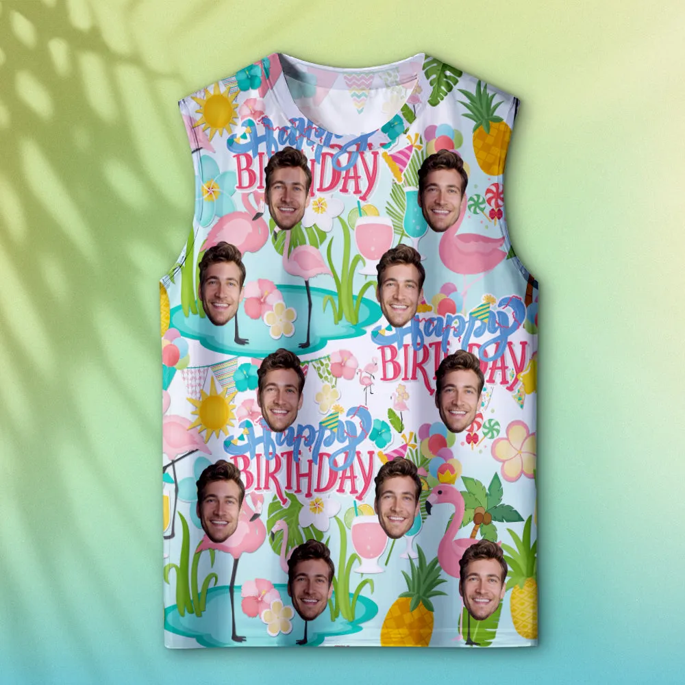 Custom Thick Face Tank Tops Men's Sleeveless Shirt Happy Birthday