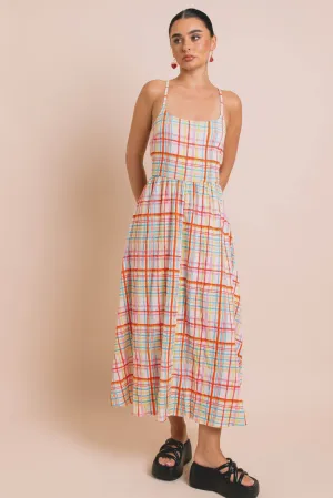 Daisy Street - Colourful Check Midaxi Smock Dress