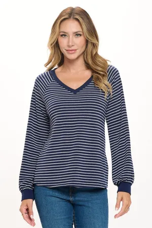 Demi Raglan Long Sleeve V-neck Pullover