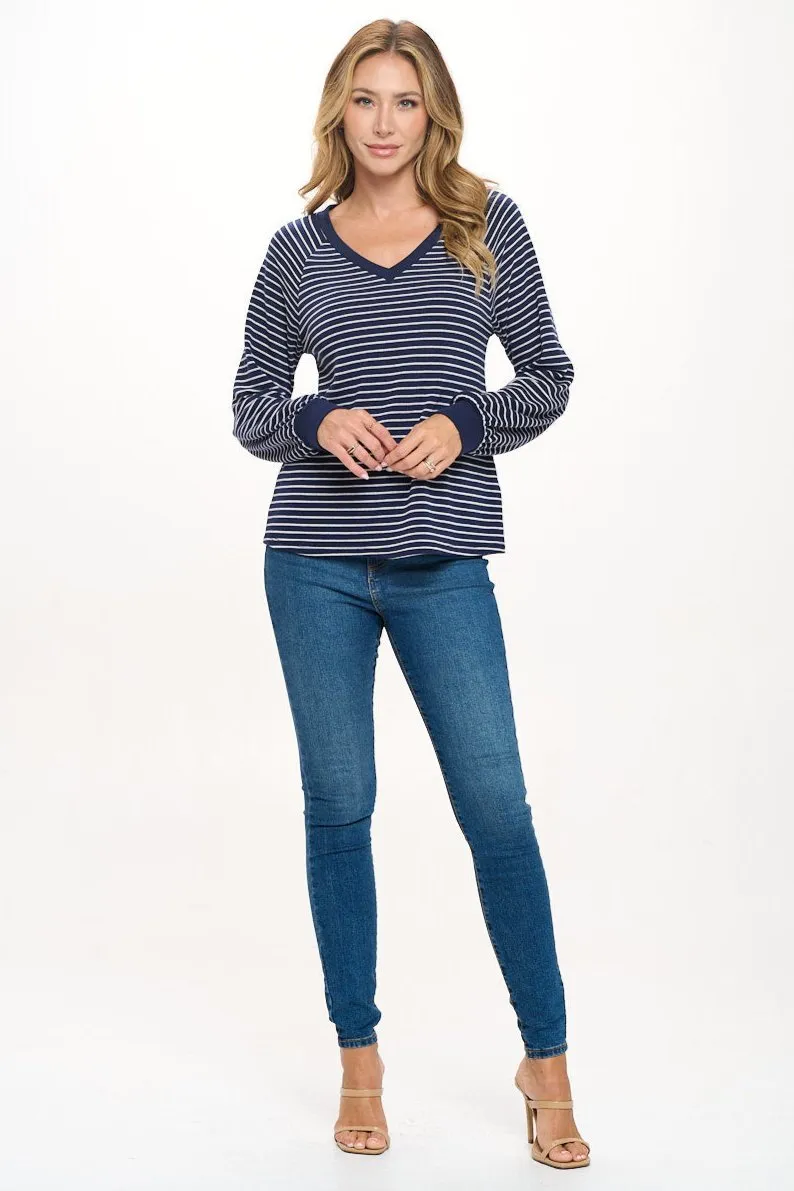 Demi Raglan Long Sleeve V-neck Pullover