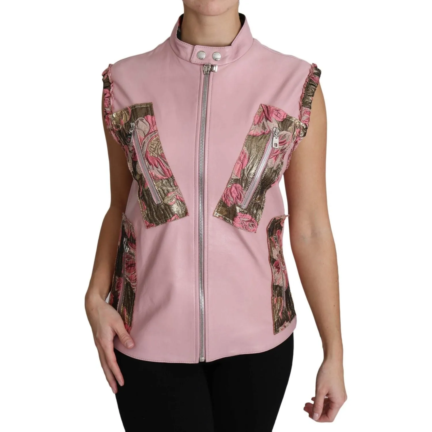 Dolce & Gabbana Stunning Pink Sleeveless Leather Vest