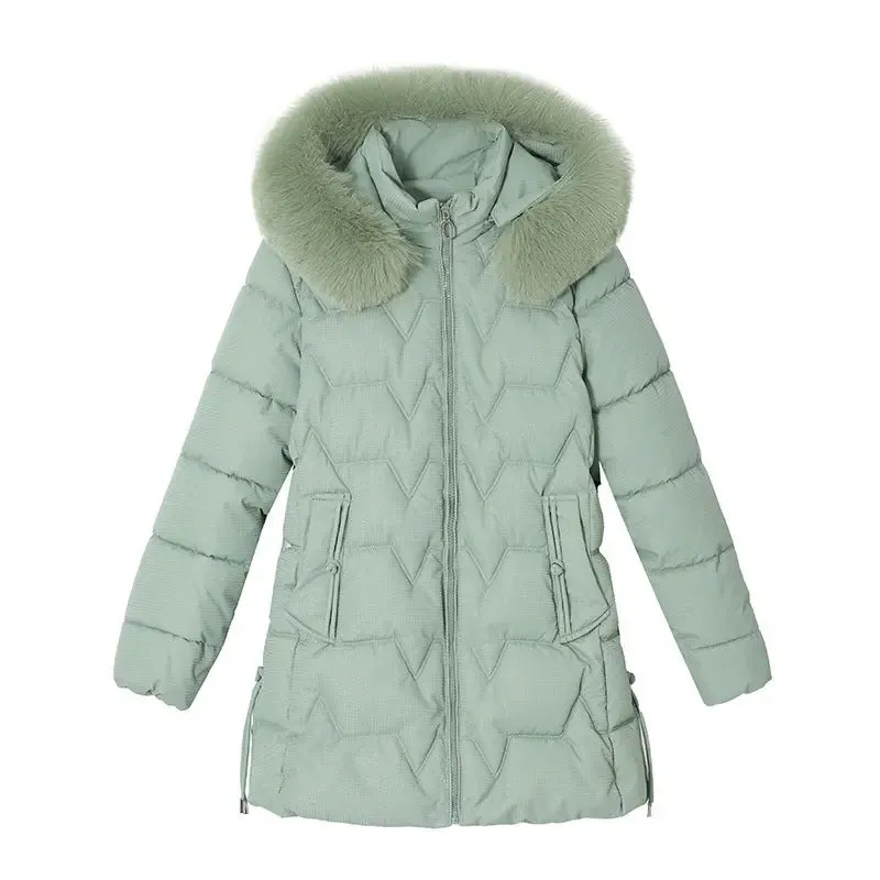 Down Cotton-padded Coat For Women Mid-length