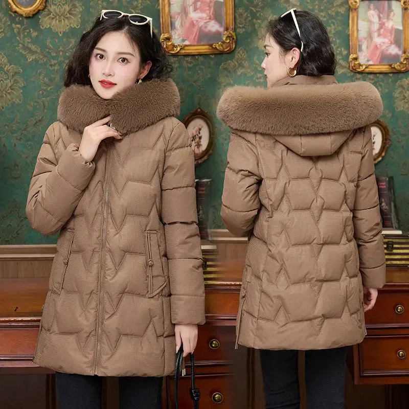 Down Cotton-padded Coat For Women Mid-length