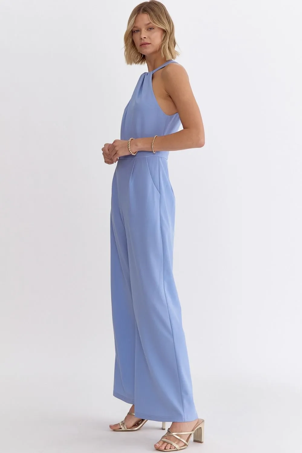 Dream Big Chambray Halter Jumpsuit