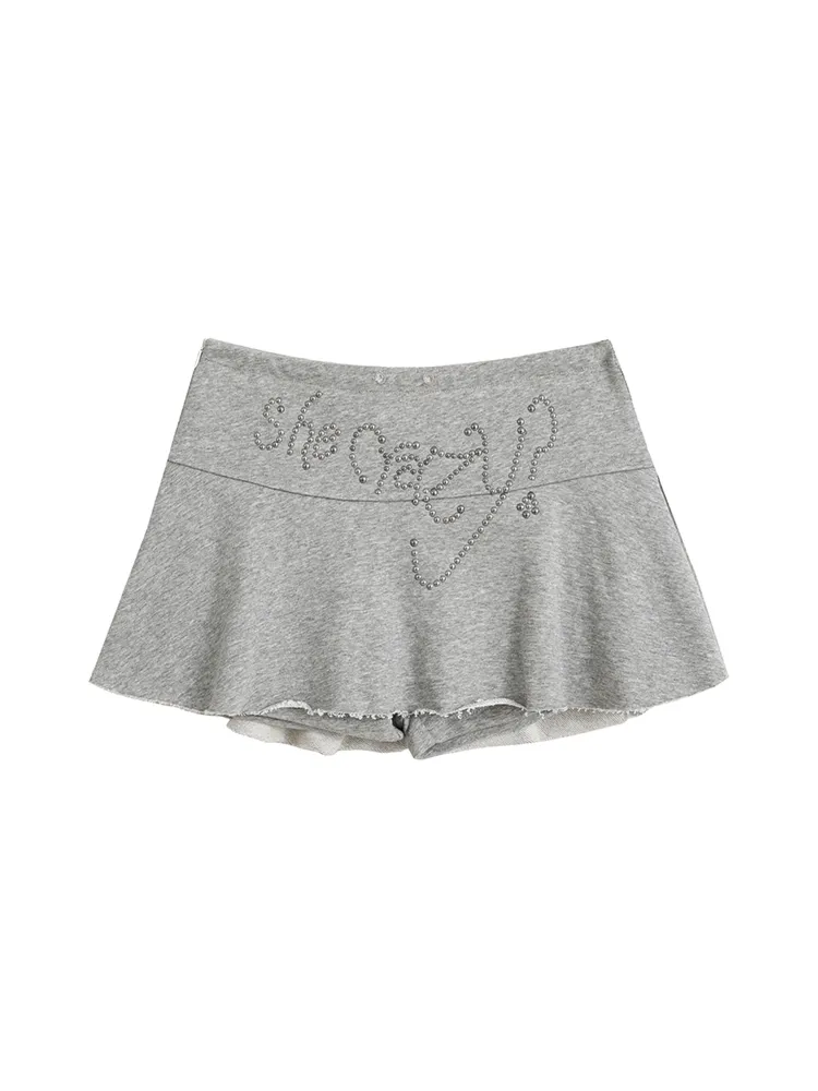 Floral Grey Knitted Tennis Skirt【s0000008209】