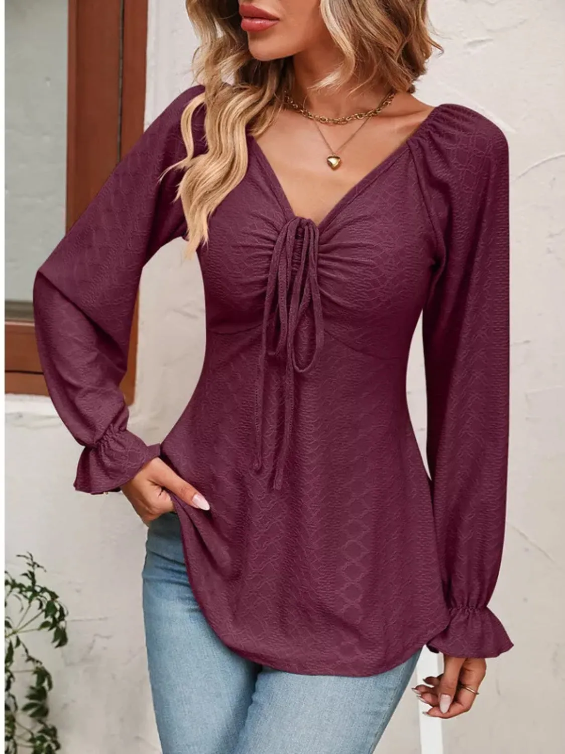 Full Size Fitting Long Sleeve Blouse