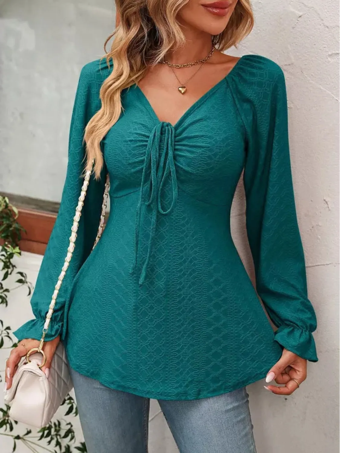 Full Size Fitting Long Sleeve Blouse