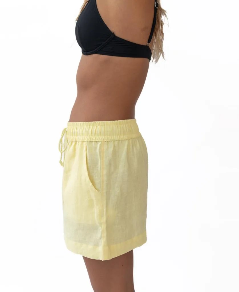 Gigi Linen Mini Skirt | Lemon