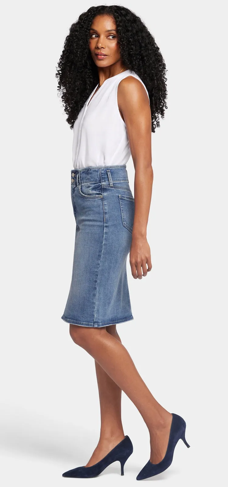 High Waist Skirt Mediumblauw Premium Denim | Rockie