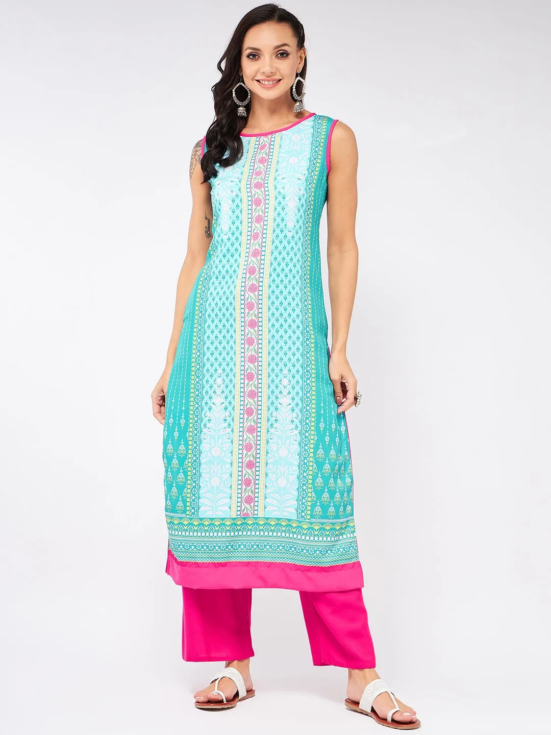 Jaipur Haat Placement Sleeveless Kurta