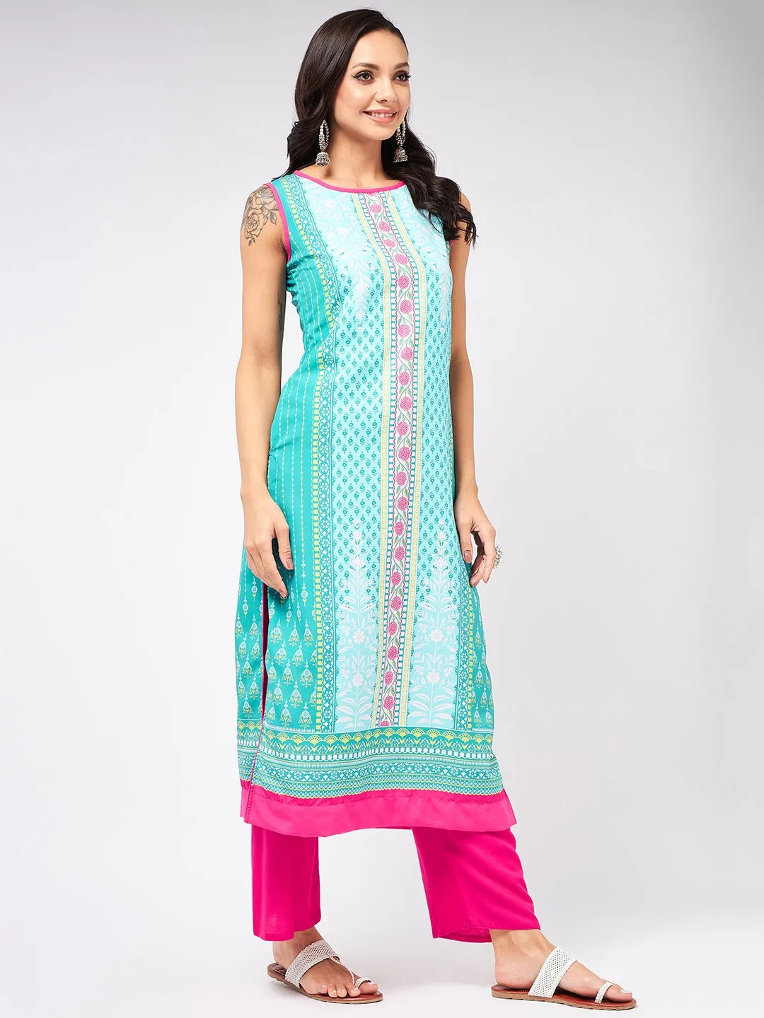 Jaipur Haat Placement Sleeveless Kurta