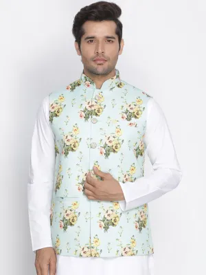 Jashvi Men's Multicolor Cotton Blend Ethnic Jacket