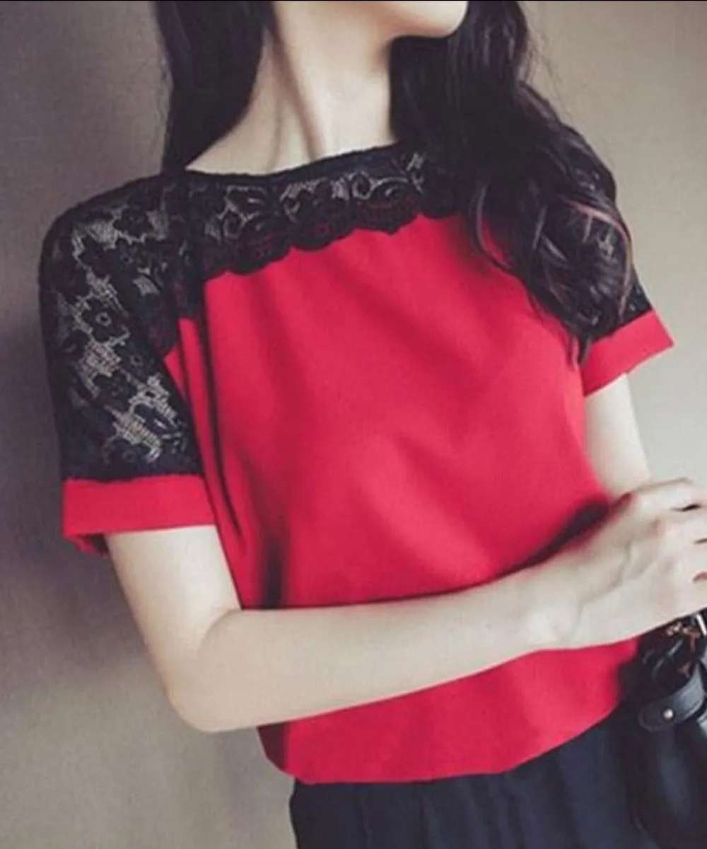 Lace Short Sleeve Blouse