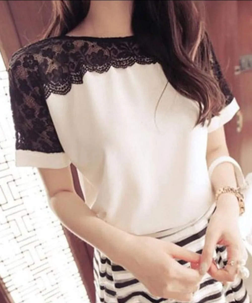 Lace Short Sleeve Blouse