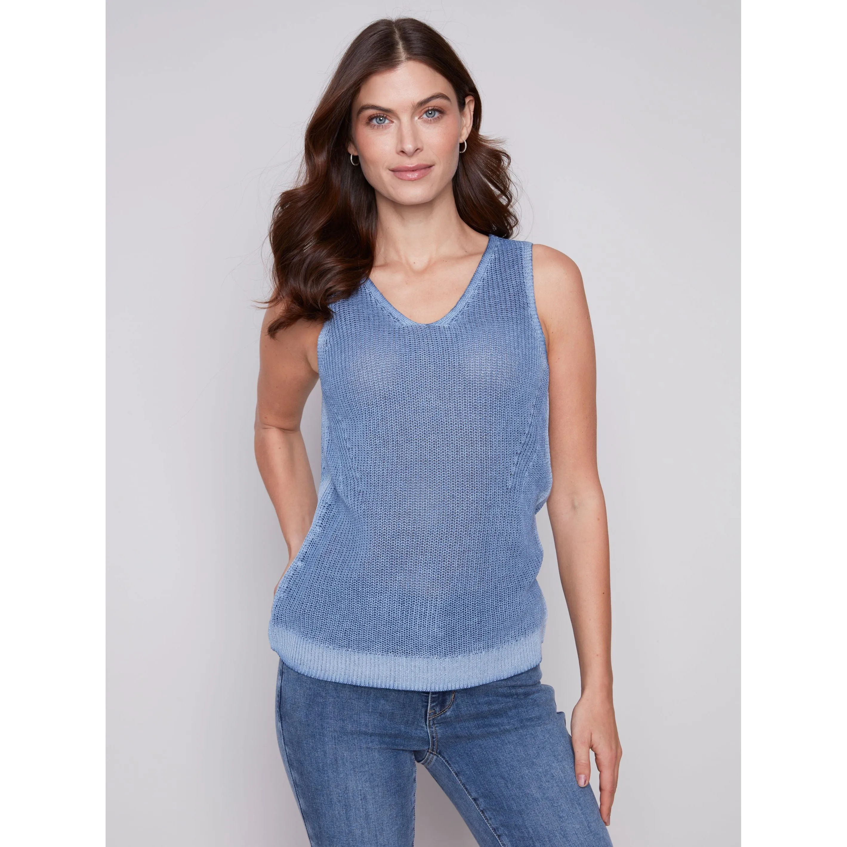 Lightweight Knit Cami With Side Diagonal Stitch Detail