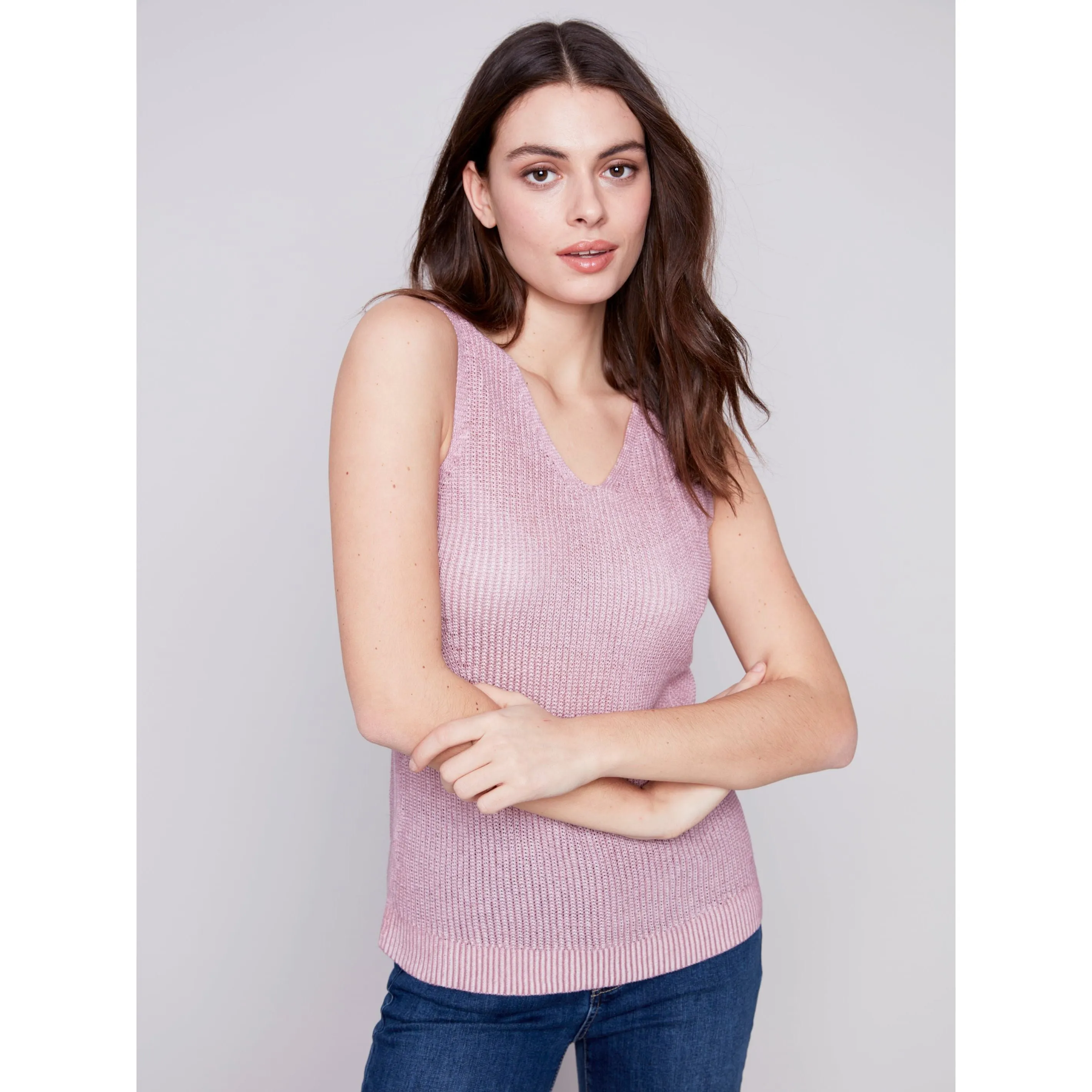 Lightweight Knit Cami With Side Diagonal Stitch Detail