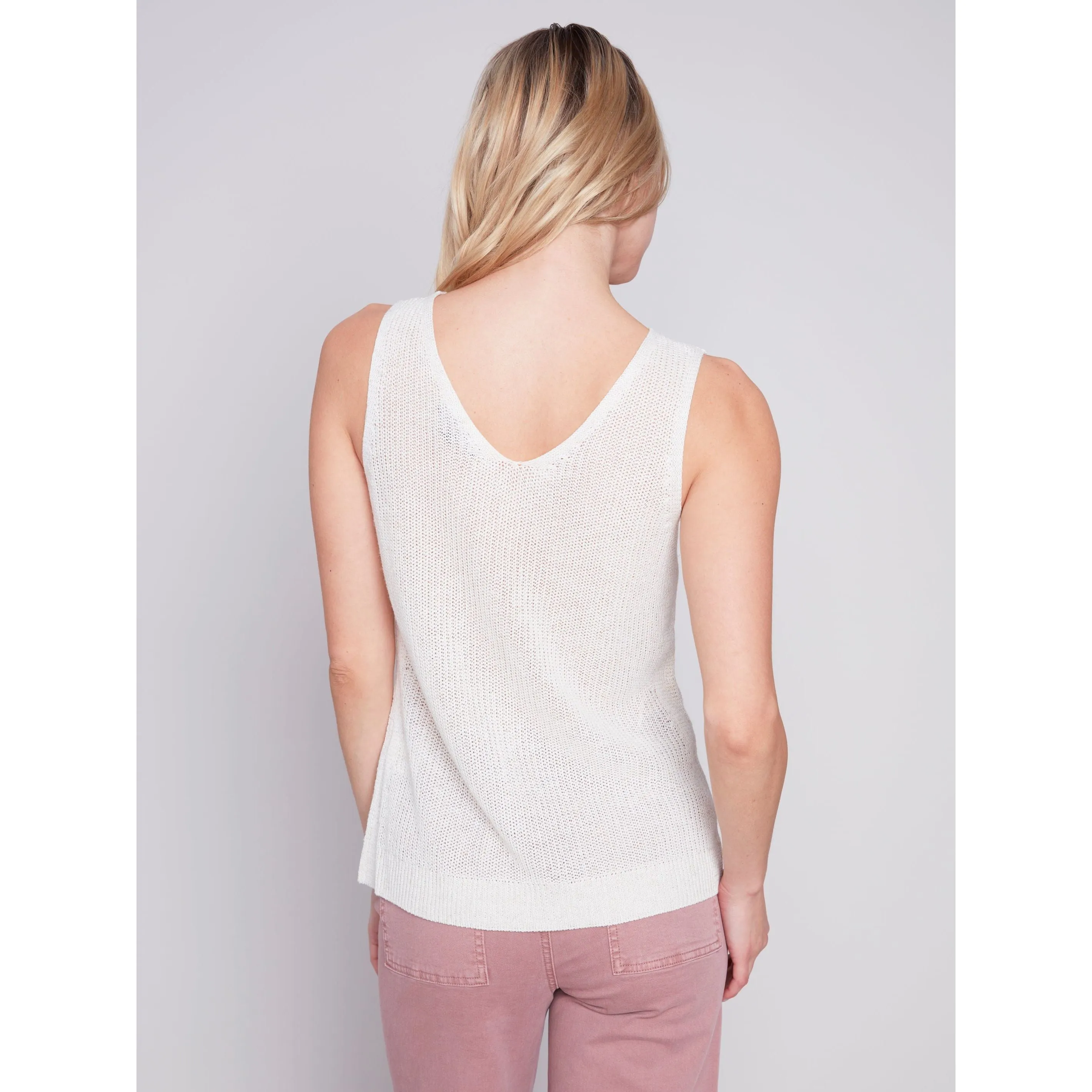 Lightweight Knit Cami With Side Diagonal Stitch Detail