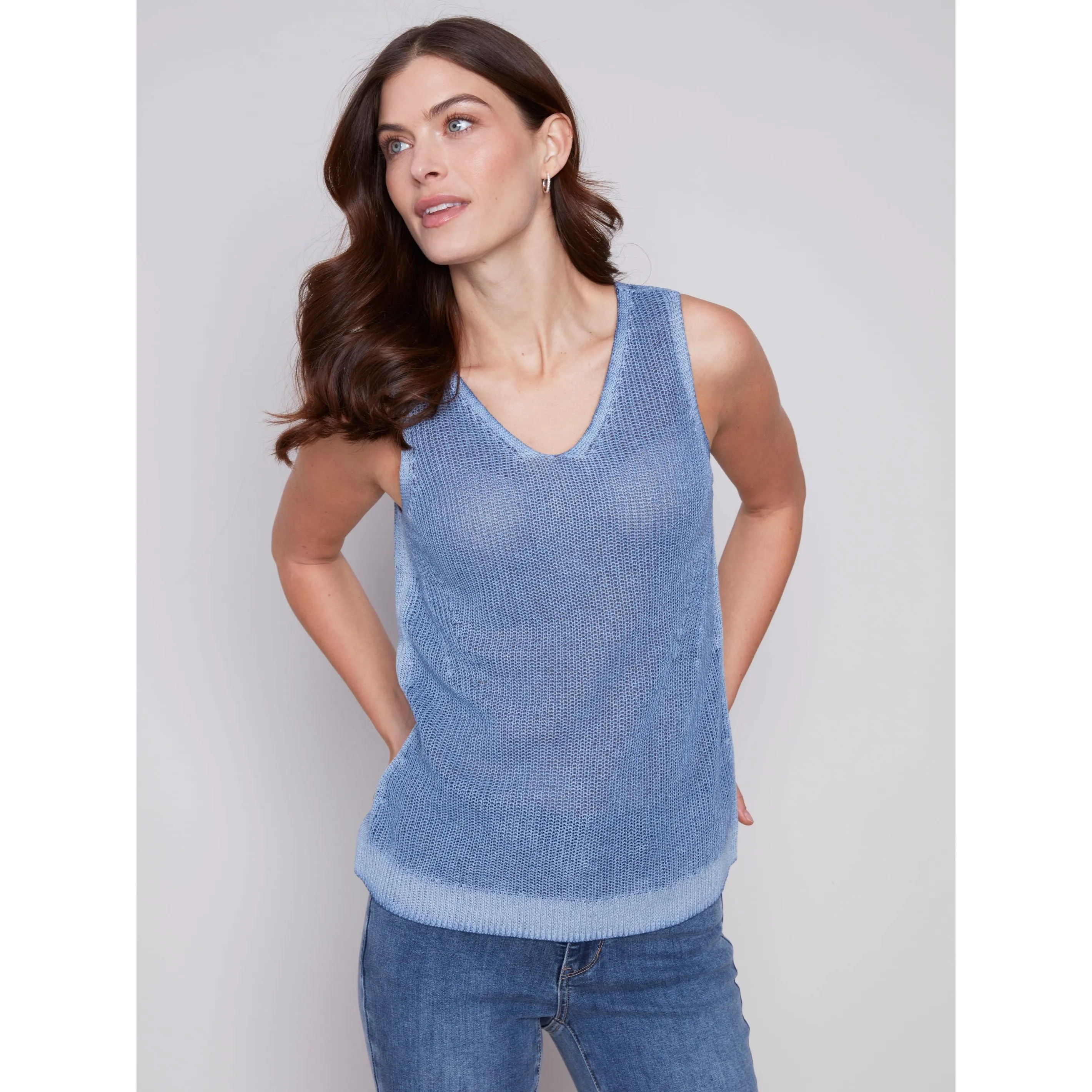 Lightweight Knit Cami With Side Diagonal Stitch Detail