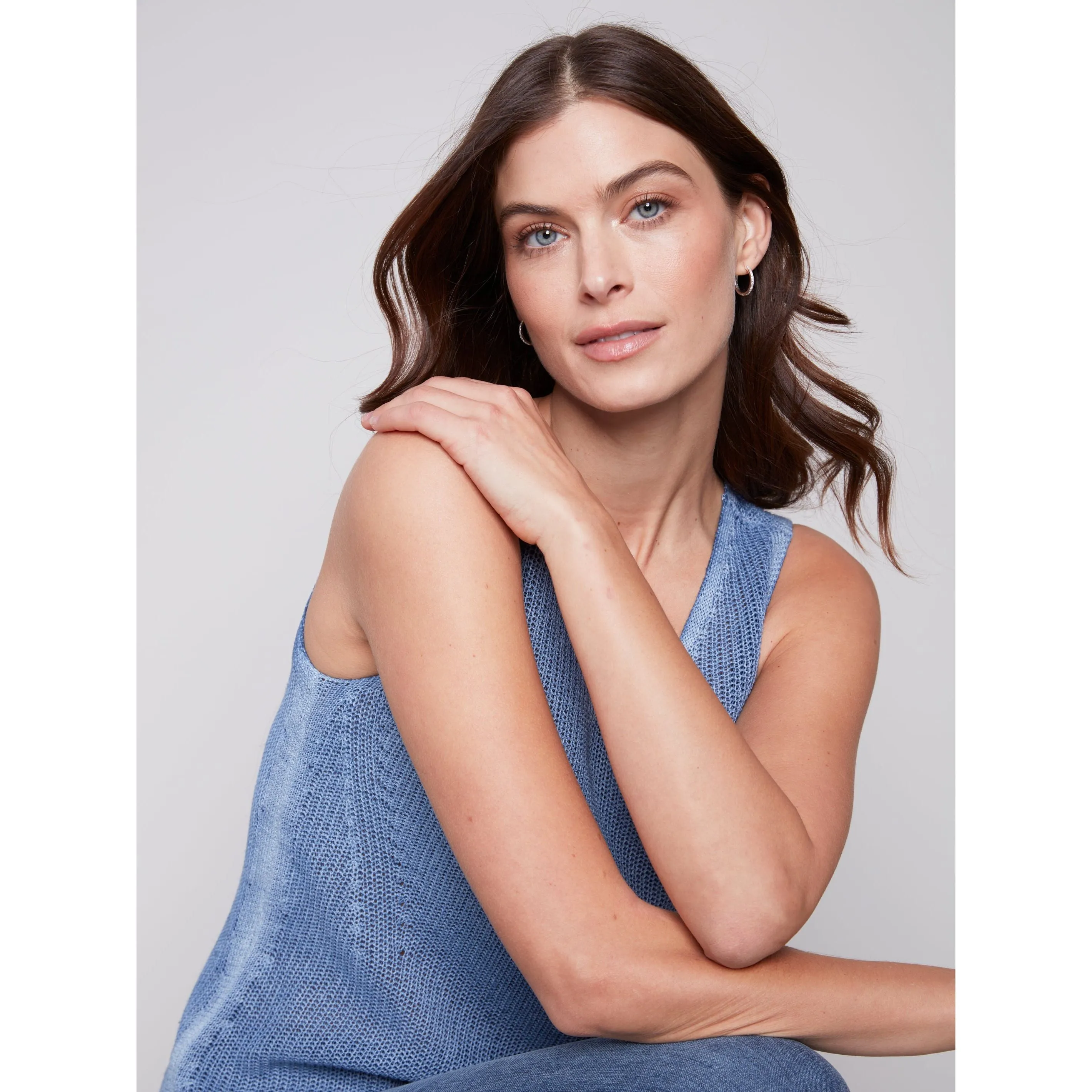 Lightweight Knit Cami With Side Diagonal Stitch Detail