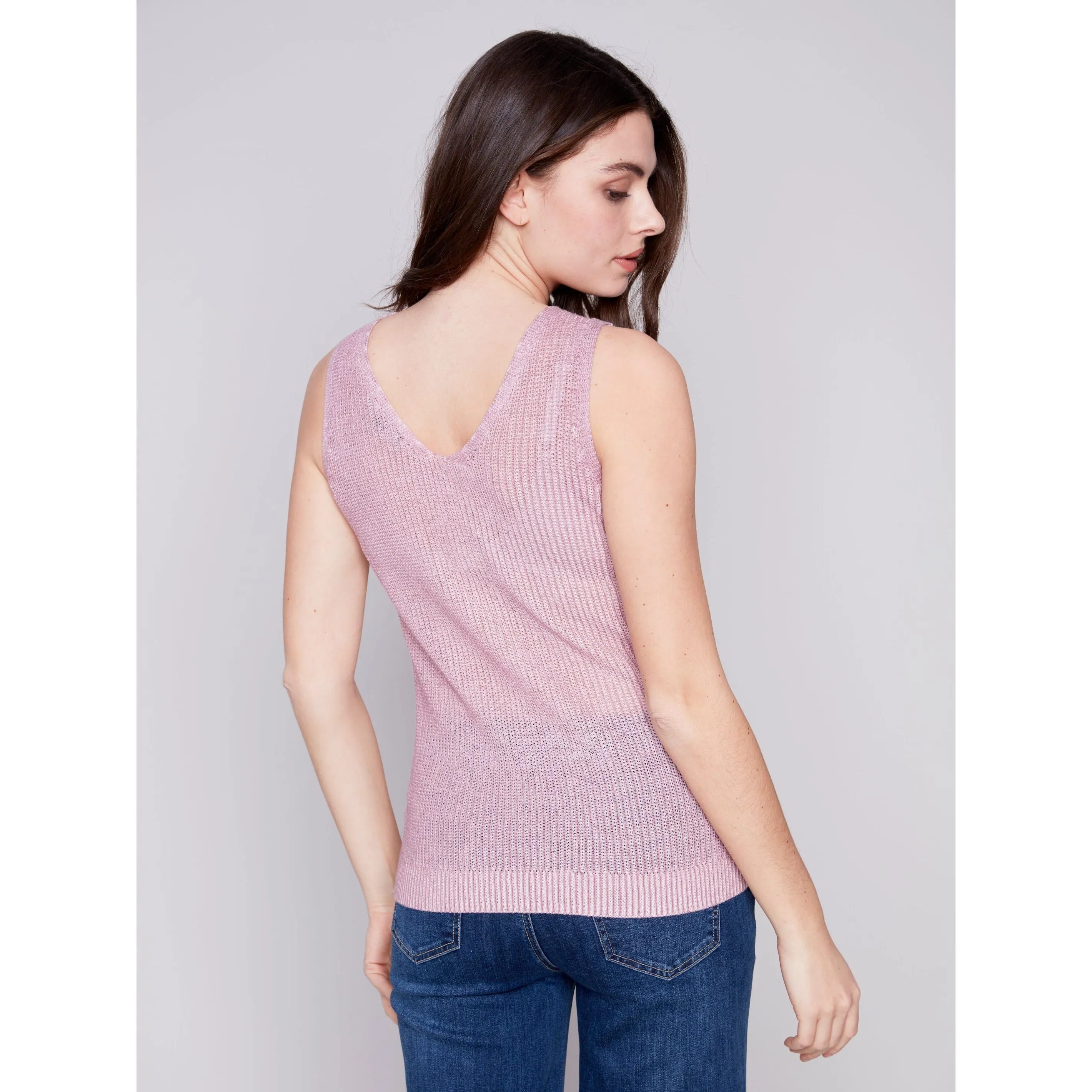 Lightweight Knit Cami With Side Diagonal Stitch Detail