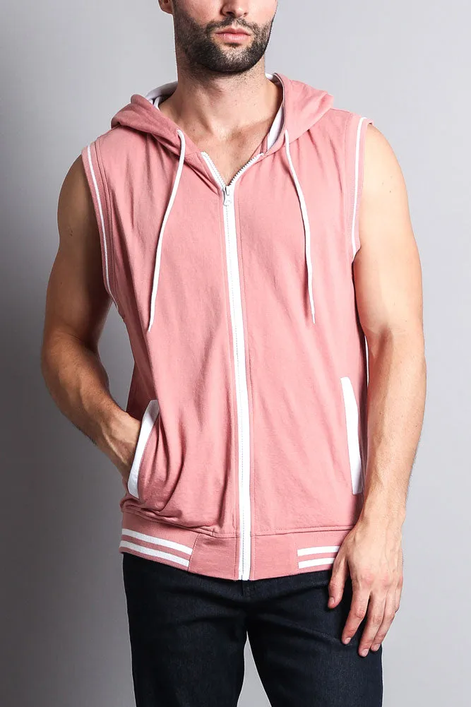 Lightweight Sleeveless Contrast Hoodie