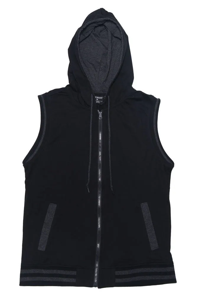 Lightweight Sleeveless Contrast Hoodie