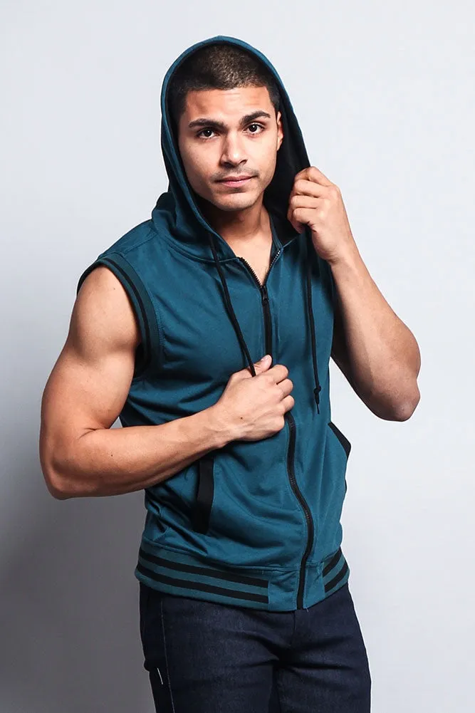 Lightweight Sleeveless Contrast Hoodie