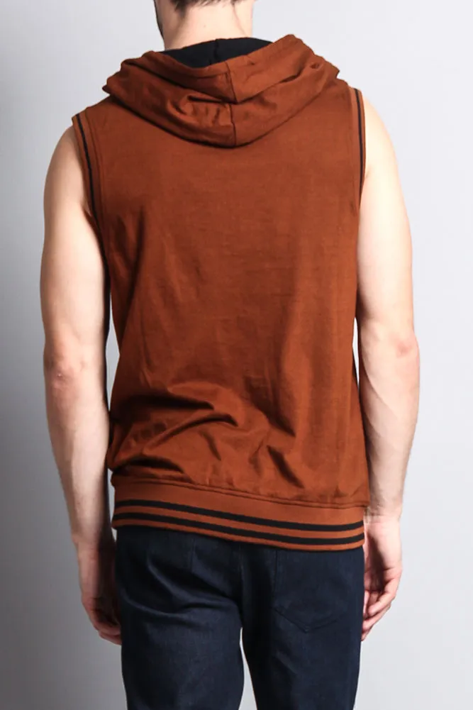 Lightweight Sleeveless Contrast Hoodie