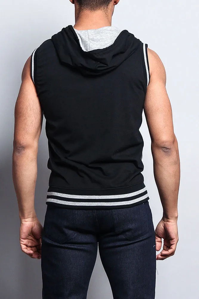 Lightweight Sleeveless Contrast Hoodie