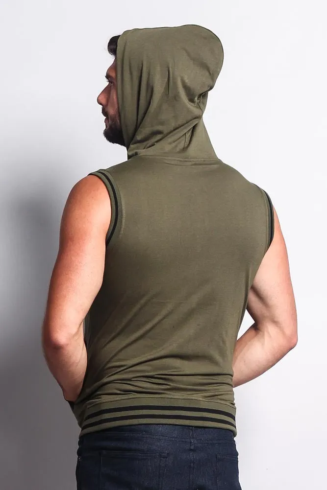 Lightweight Sleeveless Contrast Hoodie