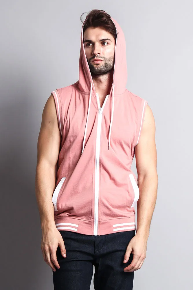 Lightweight Sleeveless Contrast Hoodie