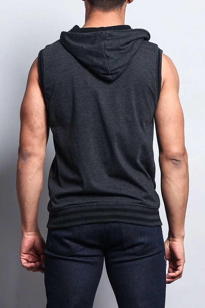 Lightweight Sleeveless Contrast Hoodie