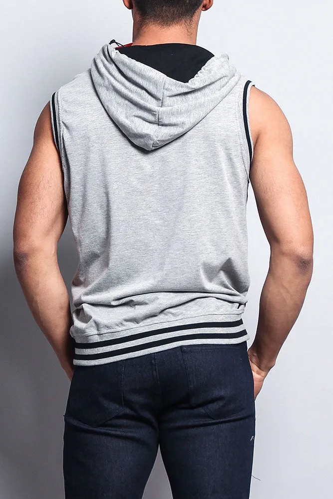 Lightweight Sleeveless Contrast Hoodie