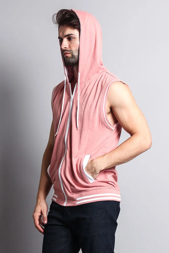 Lightweight Sleeveless Contrast Hoodie