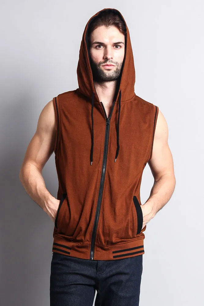 Lightweight Sleeveless Contrast Hoodie