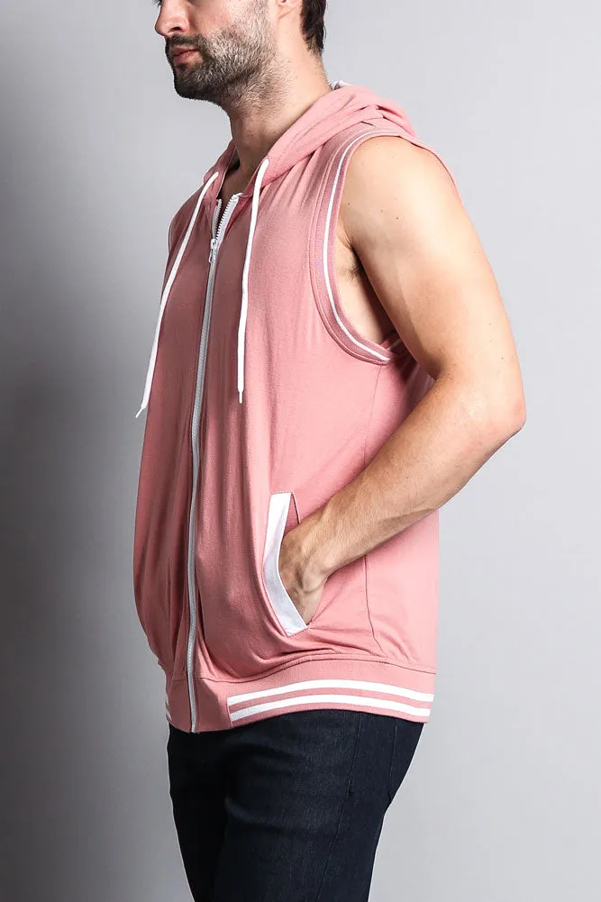 Lightweight Sleeveless Contrast Hoodie